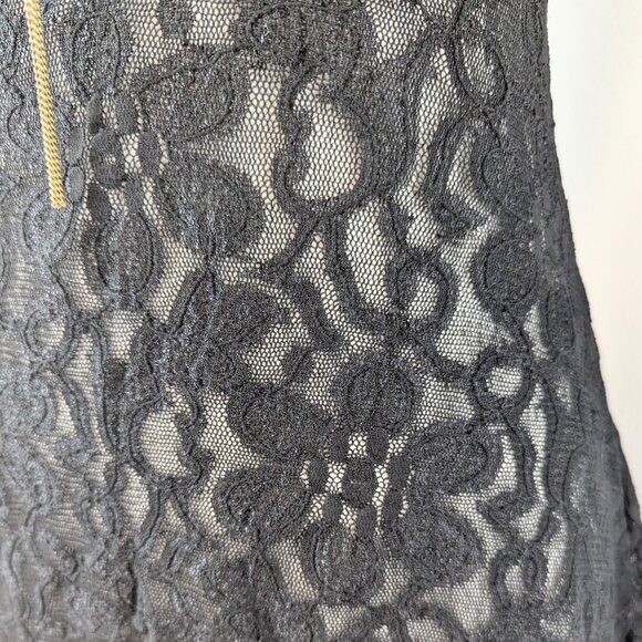 VTG 00s Y2K Black Floral Sheer Mesh Lace Scoop Neck Babydoll Slip Tank Top Sz M - Picture 5 of 6